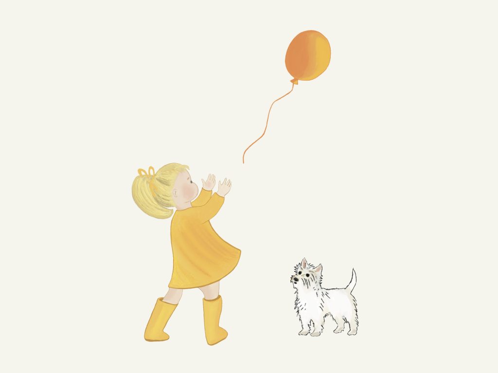 Illustration - flicka med hund