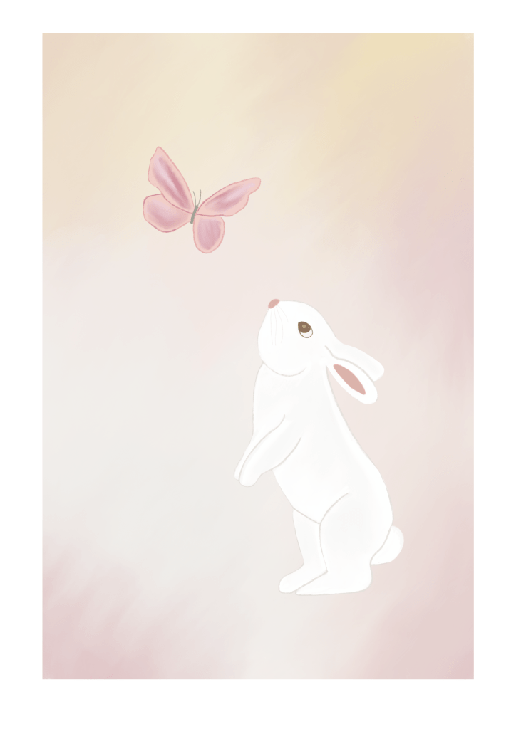 Illustration, vit kanin